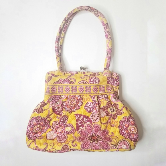Vera Bradley Handbags - Vera Bradley Snap Closure Floral Bag Yellow Pink